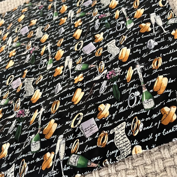 Rare Vintage Nicole Miller 100% Silk Scarf - 1990s Wedding Themed - Picture 3 of 5